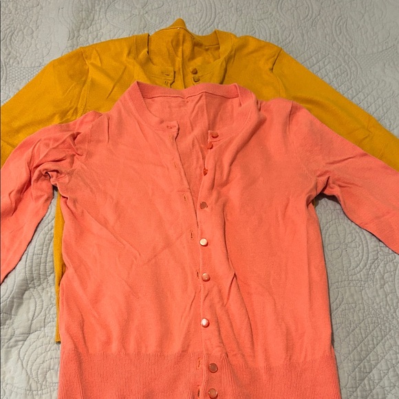 Women's Pink and Yellow Cardigan Sweaters - Picture 1 of 2